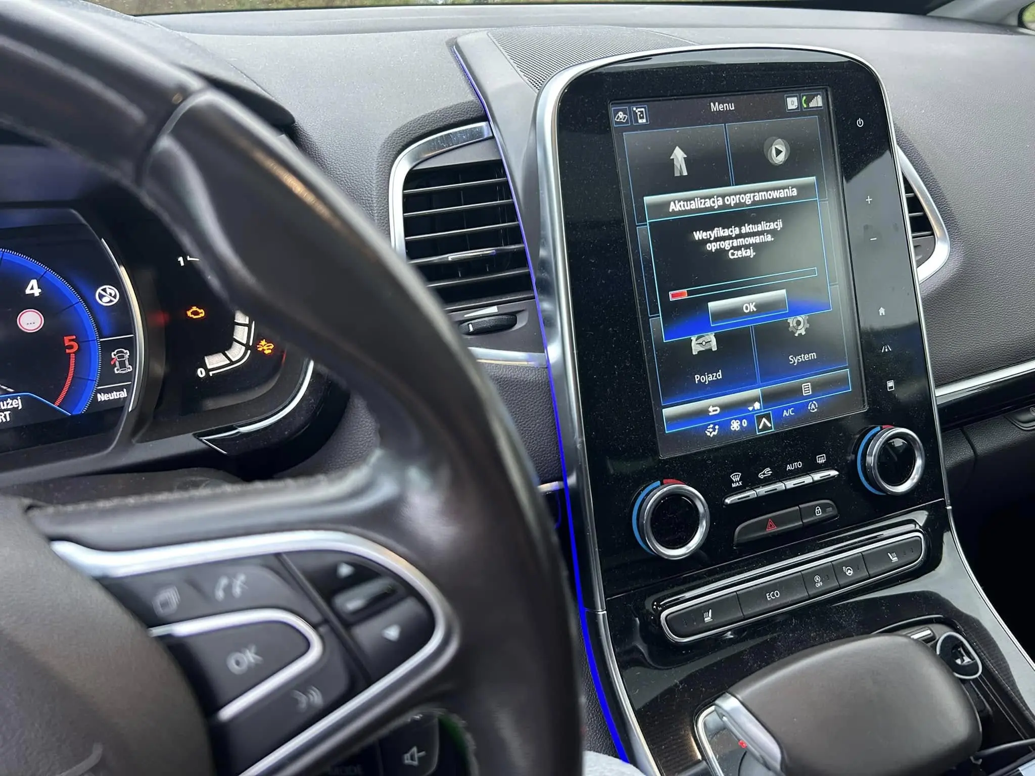 Cyfrowe zegary Renault z błędem „Error Prog” podczas demontażu.